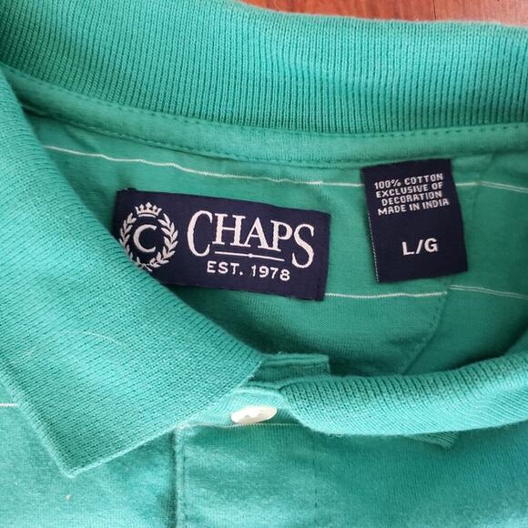 Chaps Green/White Stripe Polo - Picture 5 of 6